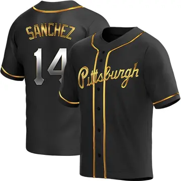 Ali Sanchez Men's Pittsburgh Pirates Replica Alternate Jersey - Black Golden