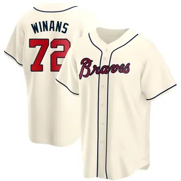 Allan Winans Men's Atlanta Braves Replica Alternate Jersey - Cream