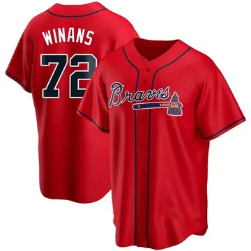 Allan Winans Men's Atlanta Braves Replica Alternate Jersey - Red
