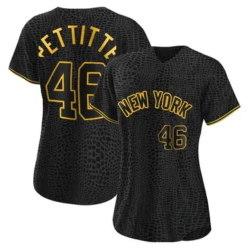 Andy Pettitte Women's New York Yankees Replica Snake Skin City Jersey - Black