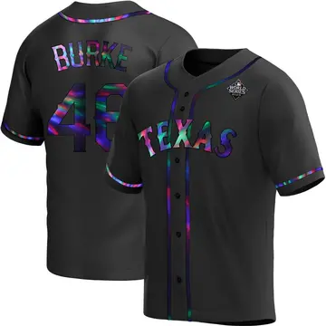Brock Burke Youth Texas Rangers Replica Alternate 2023 World Series Jersey - Black Holographic