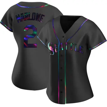 Cade Marlowe Women's Seattle Mariners Replica Alternate Jersey - Black Holographic