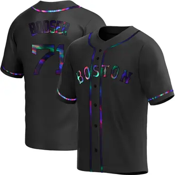 Cam Booser Men's Boston Red Sox Replica Alternate Jersey - Black Holographic