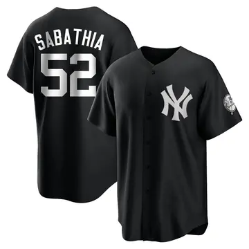 CC Sabathia Men's New York Yankees Replica Jersey - Black/White