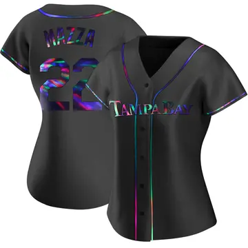 Chris Mazza Women's Tampa Bay Rays Replica Alternate Jersey - Black Holographic