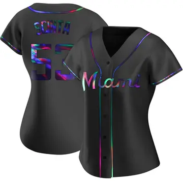 Chris Scinta Women's Miami Marlins Replica Alternate Jersey - Black Holographic