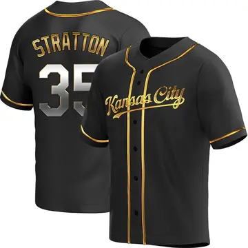 Chris Stratton Youth Kansas City Royals Replica Alternate Jersey - Black Golden
