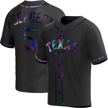 Corey Seager Men's Texas Rangers Replica Alternate Jersey - Black Holographic