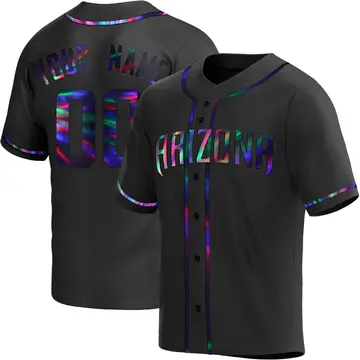 Custom Men's Arizona Diamondbacks Replica Alternate Jersey - Black Holographic