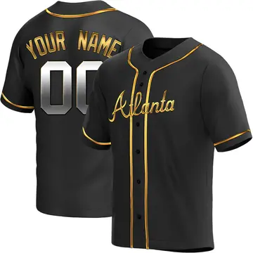 Custom Men's Atlanta Braves Replica Alternate Jersey - Black Golden