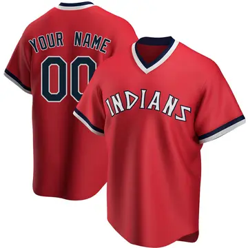 Custom Men's Cleveland Guardians Replica Road Cooperstown Collection Jersey - Red