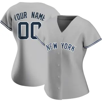Custom Women's New York Yankees Authentic Road Name Jersey - Gray