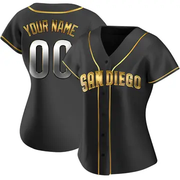 Custom Women's San Diego Padres Replica Alternate Jersey - Black Golden