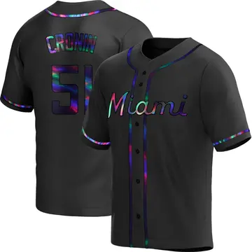 Declan Cronin Men's Miami Marlins Replica Alternate Jersey - Black Holographic
