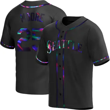 Dylan Moore Youth Seattle Mariners Replica Alternate Jersey - Black Holographic