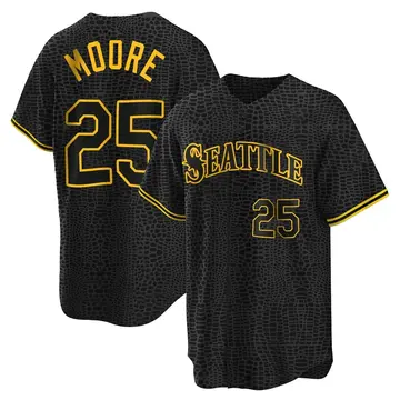 Dylan Moore Youth Seattle Mariners Replica Snake Skin City Jersey - Black