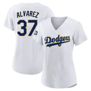 Eddy Alvarez Women's Los Angeles Dodgers Replica 2021 Gold Program Player Jersey - White/Gold