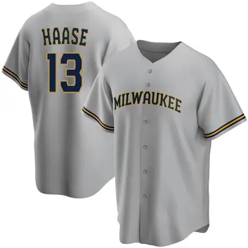 Eric Haase Youth Milwaukee Brewers Replica Road Jersey - Gray