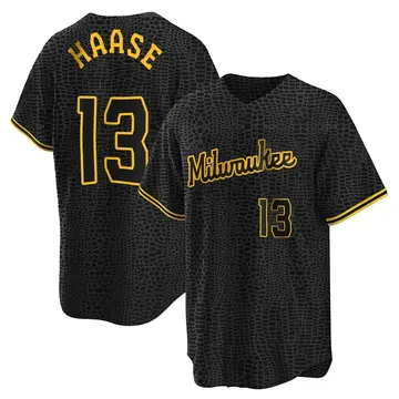 Eric Haase Youth Milwaukee Brewers Replica Snake Skin City Jersey - Black