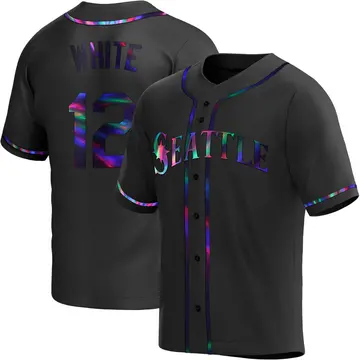 Evan White Youth Seattle Mariners Replica Alternate Jersey - Black Holographic