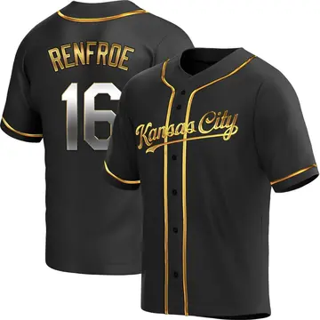 Hunter Renfroe Men's Kansas City Royals Replica Alternate Jersey - Black Golden