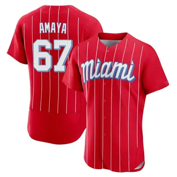 Jacob Amaya Men's Miami Marlins Authentic 2021 City Connect Jersey - Red