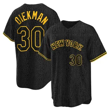 Jake Diekman Men's New York Mets Replica Snake Skin City Jersey - Black