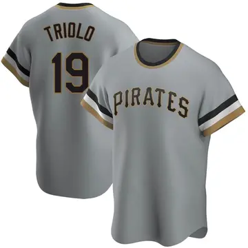 Jared Triolo Men's Pittsburgh Pirates Replica Road Cooperstown Collection Jersey - Gray