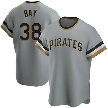 Jason Bay Men's Pittsburgh Pirates Replica Road Cooperstown Collection Jersey - Gray