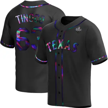 Jesus Tinoco Men's Texas Rangers Replica Alternate 2023 World Series Jersey - Black Holographic