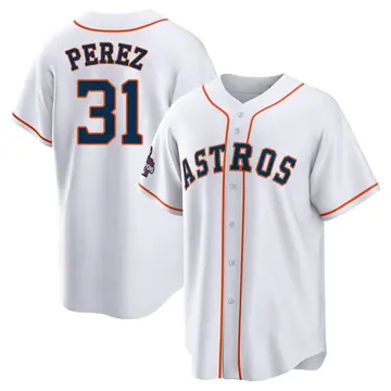 Joe Perez Men's Houston Astros Replica 2022 World Series Champions Home Jersey - White