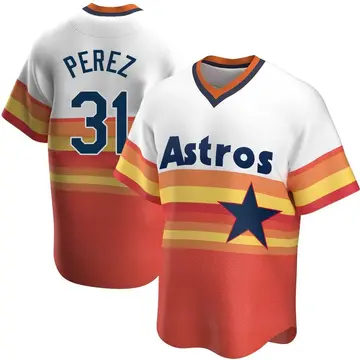 Joe Perez Men's Houston Astros Replica Home Cooperstown Collection Jersey - White