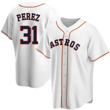 Joe Perez Men's Houston Astros Replica Home Jersey - White