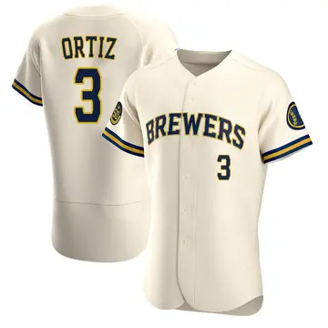 Joey Ortiz Men's Milwaukee Brewers Authentic Home Jersey - Cream