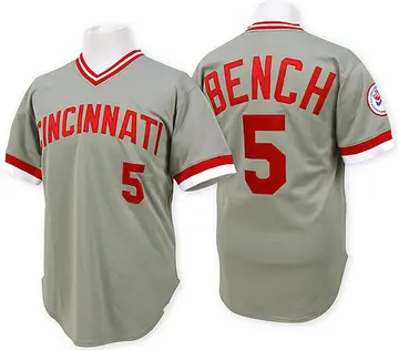 Johnny Bench Men's Cincinnati Reds Authentic Throwback Jersey - Grey