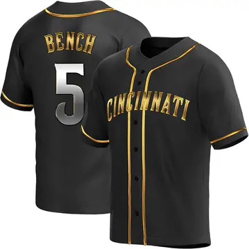 Johnny Bench Men's Cincinnati Reds Replica Alternate Jersey - Black Golden