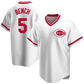 Johnny Bench Men's Cincinnati Reds Replica Home Cooperstown Collection Jersey - White