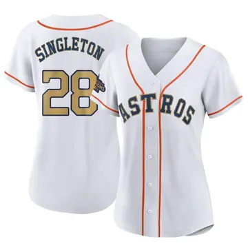 Jon Singleton Women's Houston Astros Authentic White 2023 Collection Jersey - Gold