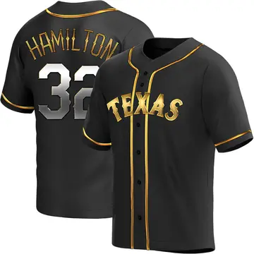 Josh Hamilton Men's Texas Rangers Replica Alternate Jersey - Black Golden