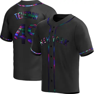 Julio Teheran Youth New York Mets Replica Alternate Jersey - Black Holographic