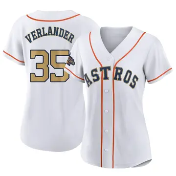 Justin Verlander Women's Houston Astros Authentic White 2023 Collection Jersey - Gold