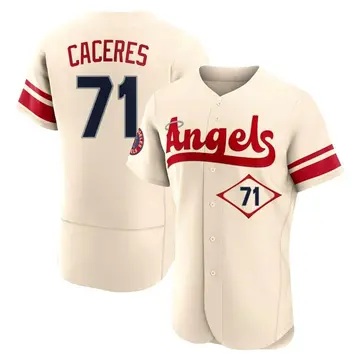 Kelvin Caceres Men's Los Angeles Angels Authentic 2022 City Connect Jersey - Cream