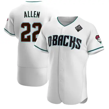 Logan Allen Men's Arizona Diamondbacks Authentic Teal Alternate 2023 World Series Jersey - White