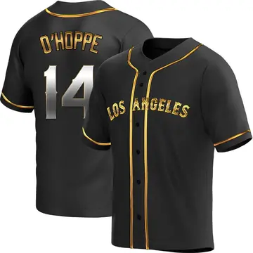 Logan O'Hoppe Men's Los Angeles Angels Replica Alternate Jersey - Black Golden