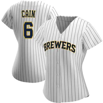 Lorenzo Cain Women's Milwaukee Brewers Authentic Alternate Jersey - White/Navy