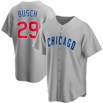 Michael Busch Men's Chicago Cubs Replica Road Jersey - Gray