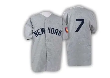 Mickey Mantle Men's New York Yankees Replica 1952 Throwback Jersey - Grey