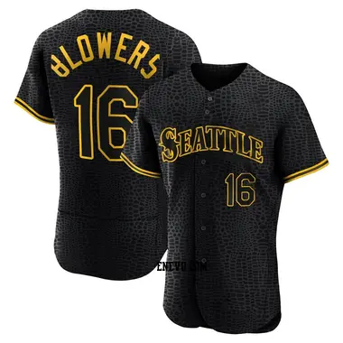 Mike Blowers Men's Seattle Mariners Authentic Snake Skin City Jersey - Black