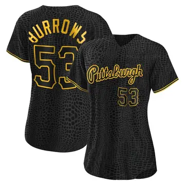 Mike Burrows Women's Pittsburgh Pirates Authentic Snake Skin City Jersey - Black