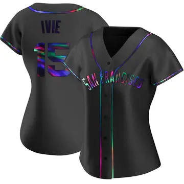 Mike Ivie Women's San Francisco Giants Replica Alternate Jersey - Black Holographic